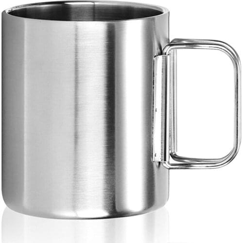 Stainless Steel Coffee Mug - 350 Ml - Drinking Cup With Folding Handle Insulating Mug
