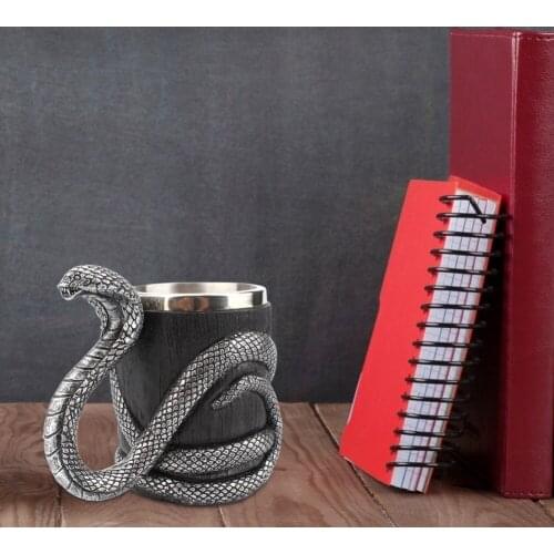 Creative Cobra Handle Beer Mug Stainless Steel Resin Large Double-Layer Drinking Water Cup Drinkware 2021 new