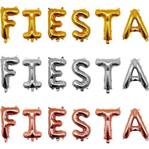 KUKUZHU FIESTA Letter Aluminum Balloon Set Gold Rose Gold Mexican Spanish Carnival Party Carnival Alphabet Decoration Balloons
