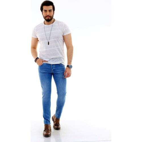 Mens Slim Lycra Blue Jeans 2021 New Season Clothing High Waist Skinny Leg Jeans Four Pockets Full Length Flexible Casual daily