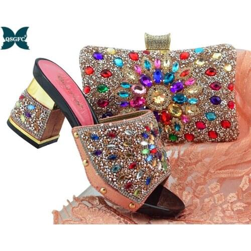 New Women Italian design Shoes with Matching Bag Set 2019 for Party Wedding Shoes and Bag Set In Heels Shoes and Bag Sets