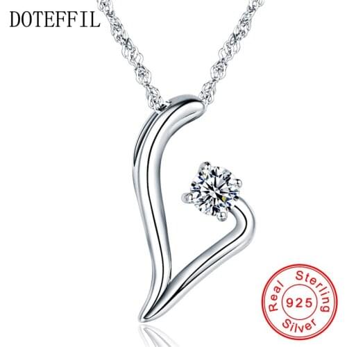 Newcomers 925 Silver Necklace Women Charm Heart Pendant Silver Necklace AAAAA Zircon Brand Jewelry