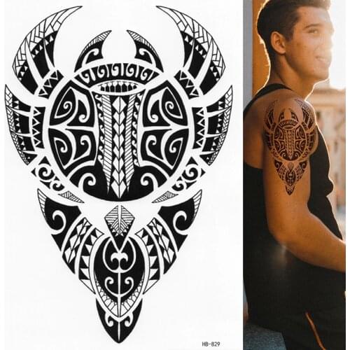 POLYNESIAN BULL TEMPORARY TATTOO, WARRIOR, TRIBAL MENS, WOMENS, MAORI, STICKER