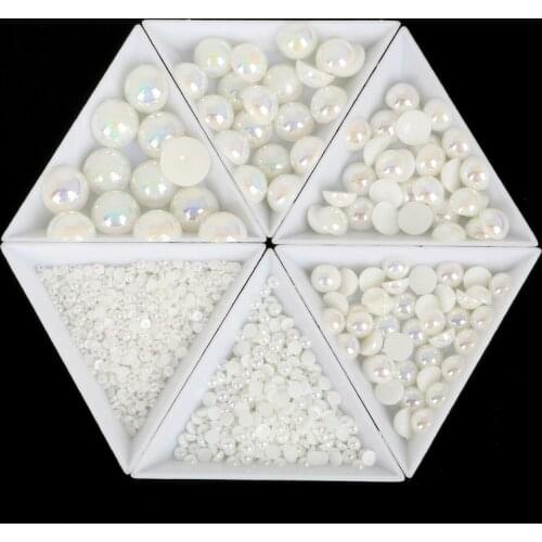 3-14MM Ivory Color Flatback Half Round Pearl Craft ABS Imitation Pearl Resin Scrapbook Beads For DIY Decoration