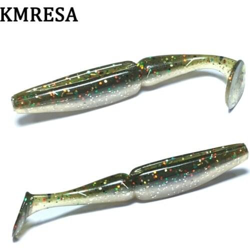 KMRESA 10Pcs Fishing Lure7cm3.4g Soft Bait Silicone Soft Flexible Double Color Bait Tackle Soft Fishing Lures Swimbaits