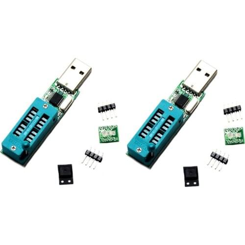 2pcs 24CXX 24LCXX Programmer EEPROM Reader Writer+24C02 + SOP to DIP Block USB Port support XP win7 win8 win10