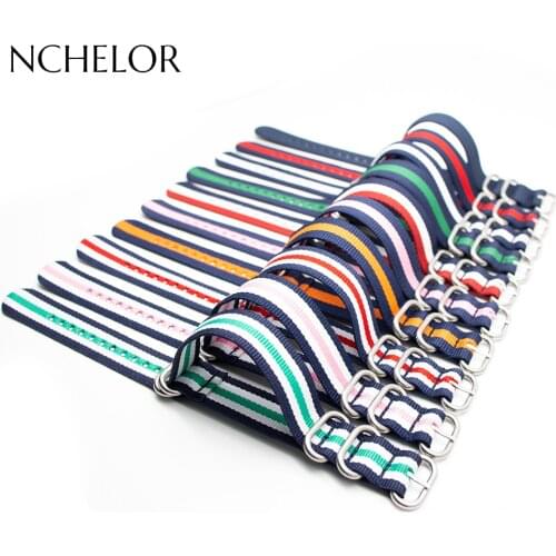 Ballistic Nylon Watch Band 18MM 20MM 22MM for ZULU NATO Replacement Strap with Five Heavy Duty Silver Color Ring Buckle Durable