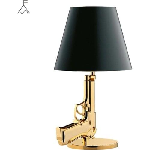 Modern Electroplated Table Lamp AK47 Gun Design Desk Decor Lighting Gold Silver Creative Metal Reading Night Light For Bedside