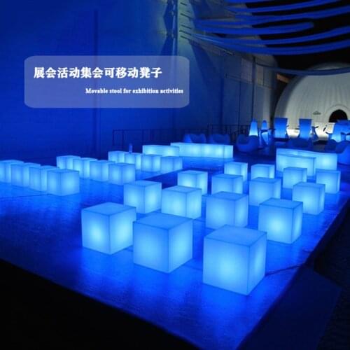 LED CORELESS Cube Light 16 COLORS CHANGING Hotel Decoration PE Plastic Furniture Waterproof Garden Glow Stool Cube Control Chair