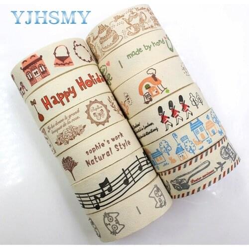 YJHSMY G-18208-58,20 mm 5 Yards Cartoon cotton cloth Ribbons Thermal transfer Printed Wedding Accessories DIY handmade Material