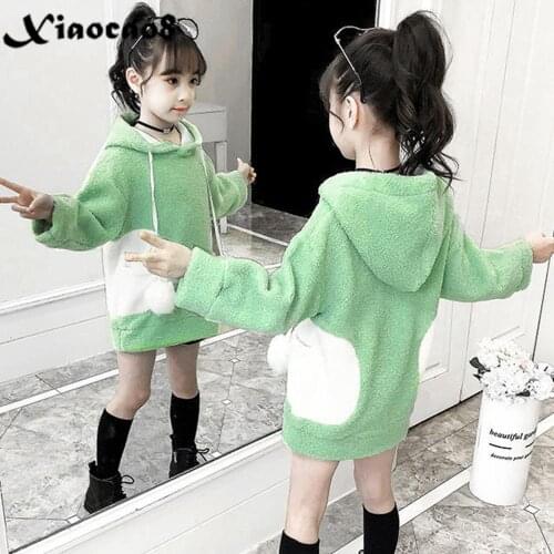 Kids Thick Warm Hoodies Autumn Winter Warm Long Hoodies for Teen Girls Toddler Baby Girl Winter Clothes Cotton Plush Outerwear