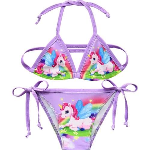 3-12Y Cute Girls Unicorn Swimsuit pink Kid Strap Bikini Suit 2pcs Outfits Kid Fashion Clothes toddler Children