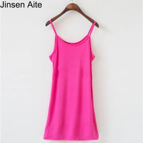 Jinsen Aite Plus Size XL-6XL New Summer Women Bodycon Dress Spaghetti Strap Loose Casual Modal Womens Clothing Vestidos JS444