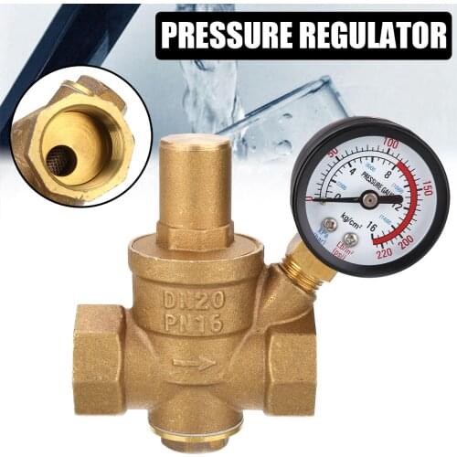 1pc DN20 3/4" Brass Water Pressure Regulator Pressure Reducer Adjustable Reducing Maintaining Valve with Pressure Gauge 85*63mm