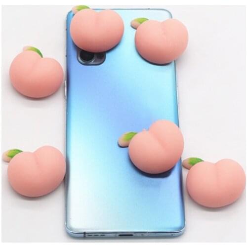 10Pcs Silicone Mini Peach Squishy Toy Cute Novelty Stress Anxiety Relief Decompression Squeeze Ball Charms DIY Phone Case Decora