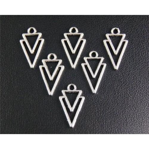 100Pcs Silver Color Triangle Charm Pendant DIY Necklace Bracelet Bangle Findings 16x19Mm A2083