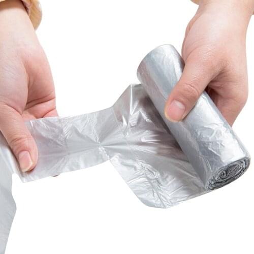 200pcs Vest Style Silver Steel Garbage Bags Portable Storage Bag for Home Disposable Waste Dustbin Bags