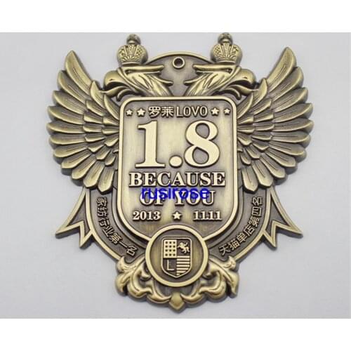 Textile industry 3D stereo wings brooch badge custom, DIY business activity antique double-headed eagle medal award medal