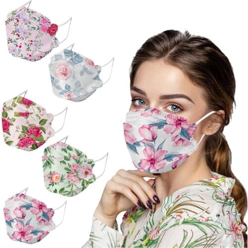 5PCS Adults Daily Flower Prints 4-Layer Disposable Mascherine mascarilla Monder Scarf Halloween Cosplay MasK