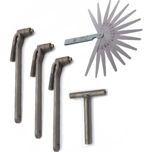 5Pcs/Set Universal Motorcycle Engine Valve Adjustment Tool Valve Screw Wrench 8-10mm T Type Spanner 0.1-2mm Feeler Gauge