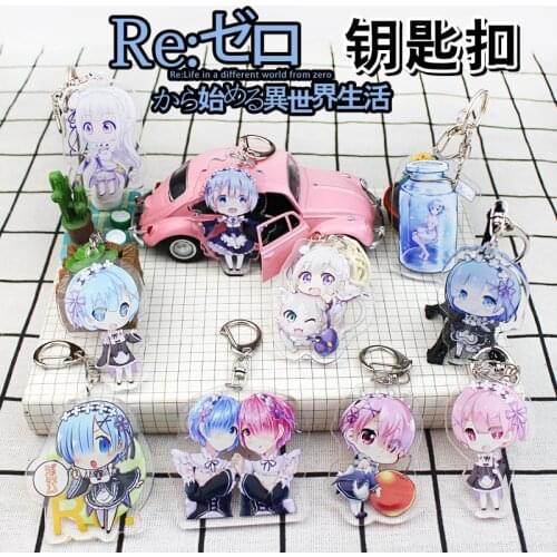Anime Collection Keychain Re ZERO Starting Life In Another World Emilia Acrylic Animation Peripheral Key Ring Pendant