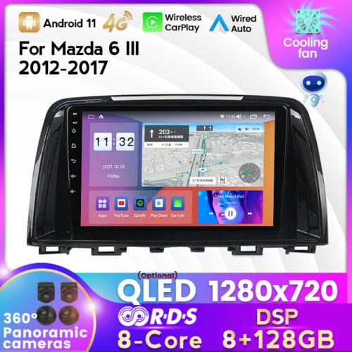 MEKEDE IPS 6+128G DSP Android11 Car Radio Multimedia Player for Mazda 6 2012-2017 GPS Navigation Carplay Auto WIFI BT 4G LTE