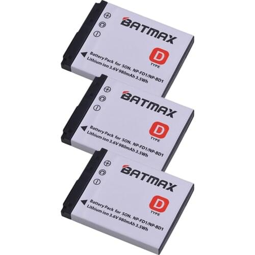 Batmax 3Pcs/Lot NP-FD1 NP-BD1 NP BD1 FD1 Battery for sony DSC T300 TX1 T900 T700 T500 T200 T77 T900 T90 T70 T2 G3 S930