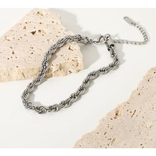 Retro 5mm Twisted Chain Anklet Stainless Steel Color Cubic Cable Foot Chain Anklet Jewelry For Men Women