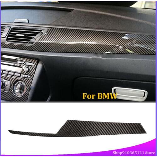For BMW Old X1 2010-2015 Car Central Control Instrument Panel Real Carbon Fiber (Soft) Car Interior Accessories (Left Titanium)