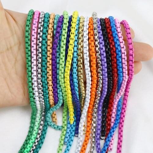 5 Meter Box chain long jewelry Chain Color Plated Necklace Jewelry Necklace Brass Chain Necklace Small Size 9904