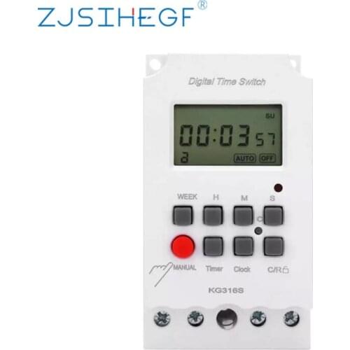 Digtal Timer Swich KG316S 30A 220V 7 Days Weekly Electronic Lighting Interval 1 Second Power Direct Output