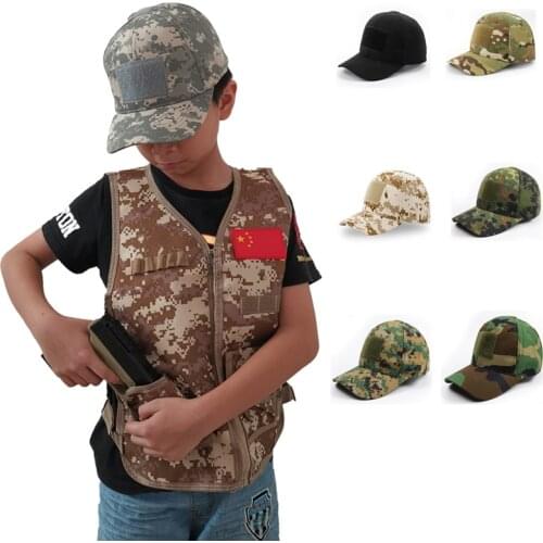 Children Camping Training Camouflage Sniper Baseball Cap Hunting Kids Boy Girl Army Tactical Military Caps Combat Accessories