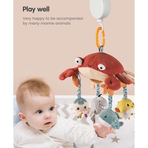 Tumama Baby Hanging Toys Crib Mobile Hanging Toy with Tummy Time Mirror Activity Plush Animal Stroller Baby Toy for Newborn Kids