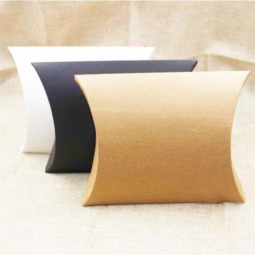 DIY 50pcs big pillow box gift box black/brown/white color gift display box for gift/candy favors/products
