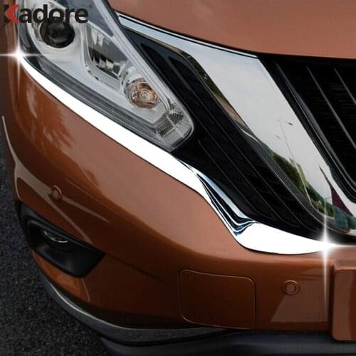 For Nissan Murano 2015 2016 2017 2018 ABS Chrome Headlight Eyebrow Trim Cover Front Lamp Eyelid Strip Car Styling Accessories
