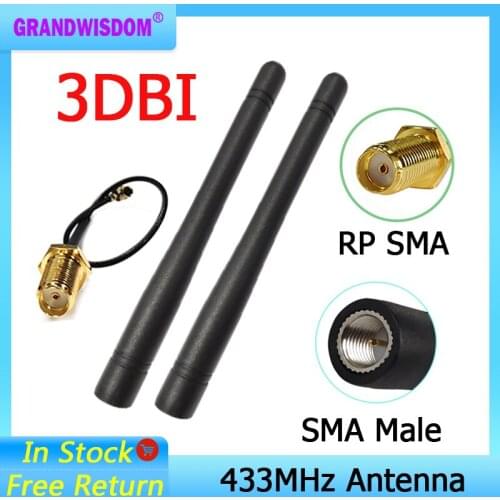 433MHz antenna 3dBi SMA Male Connector antenne 433 mhz directional antena +21cm RP-SMA to ufl./ IPX 1.13 Pigtail Cable