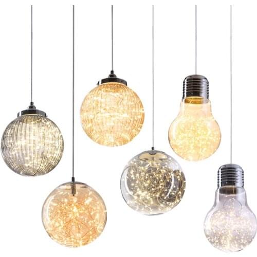 IKVVT Novelty Glass Jar LED Pendant Lights Romantic Fairy Stars Suspension Luminaire for Bedroom Dining/Living Room Decoration