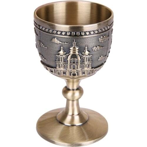 WSFS Hot Classical Metal Wine Cup Handmade Small Goblet Household Copper Wine Glass Carving Pattern