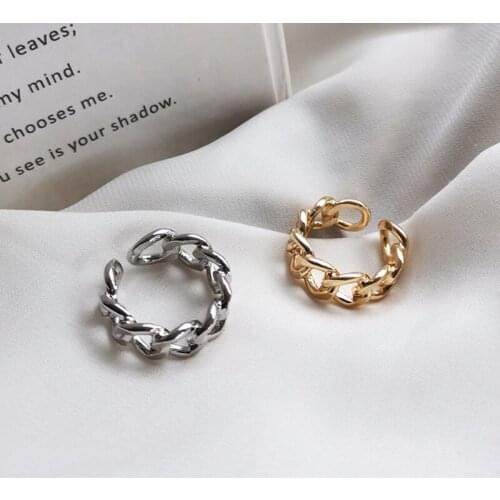 Gold Silver Color Plating Chain Shape Rings for Women Men Vintage Gothic Chunky Hip Hop Ring Antique Jewelry Accessory