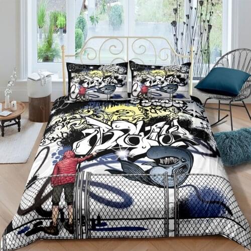 3D Duvet Cover Sets Bedding Sets Comforter Cases Pillow Covers Full Twin Double Single Size Graffiti Wall Design Bedding Sets