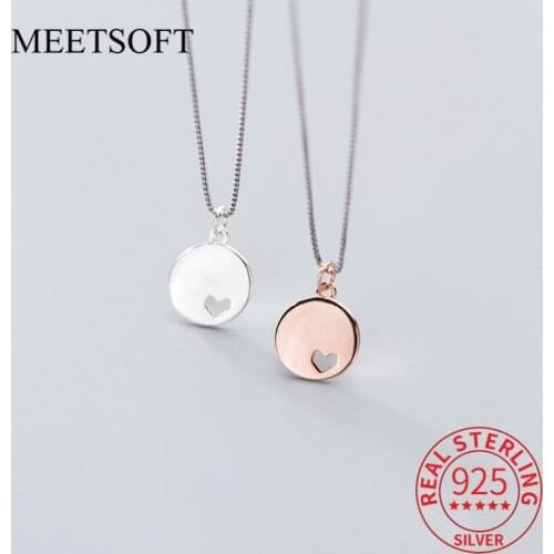 MEETSOFT Romantic 925 Sterling Silver Minimlist Heart Pandent Charms DIY Handmade Jewelry Necklace Accessory(without chain)