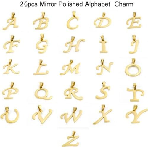 Fnixtar 30mm Stainless Steel Mirror Polished Letter Metal Charms for Women Jewelry Making DIY Alphabet Charm Pendants 10pcs/lot