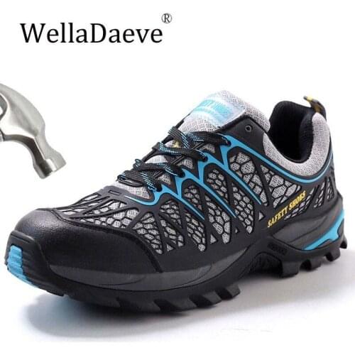Mens Steel Toe Cap Safety Shoes Light Breathable Outdoor Adventure Sneakers Puncture-proof Work Ankle Boots Protective Footwear