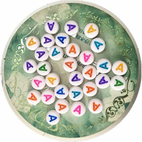 Newest 4*7MM Colorful Acrylic Letter A Beads Flat Coin Round Shape Plastic Alphabet Jewelry Spacer Beads English Character