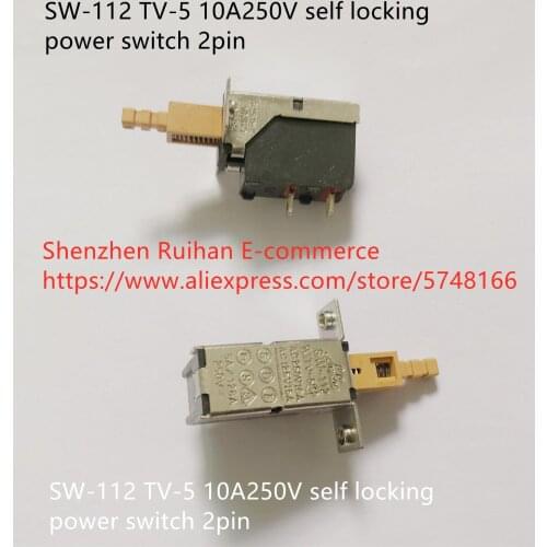 Original new 100% SW-112 TV-5 10A250V self locking power switch 2pin