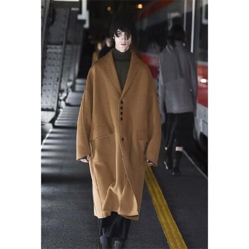 Autumn and winter mens double-sided coat super loose oversize camel catwalk custom style