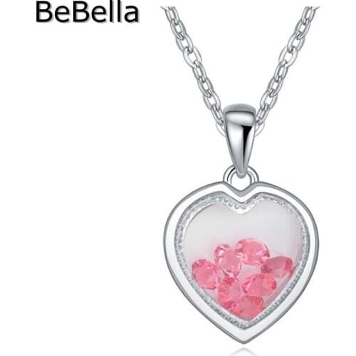 BeBella Heart sharp box pendant necklace made with Czech crystal for women gift