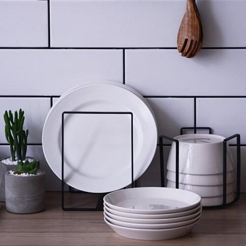 Dish Drainer Draining Plate Rack Kitchen Bowl Cups Mug Organizer Cucina Holder Black White Iron Storage Knife Shelf Organization