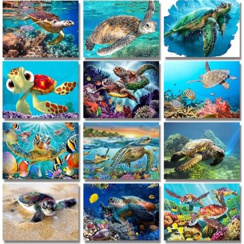 Full Round 5D DIY Diamond Painting Cute Turtle Diamond Embroidery Animal Digital Stickers Cross Stitch Patterns Christmas Gift