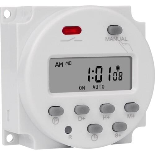 SINOTIMER 1 Second Interval 220V Digital LCD Timer Switch 7 Days Weekly Programmable Time Relay Programmer CN101S